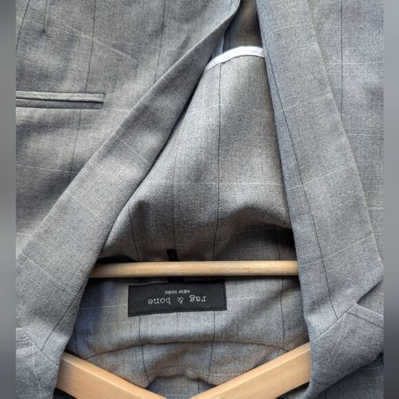 RAG & BONE Grey Andre checked 💯 wool blazer S - Picture 15 of 16